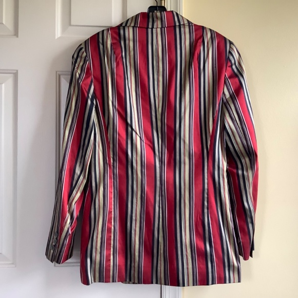 Anne Klein II Silk Striped Red Blazer SZ 10 - Picture 11 of 16
